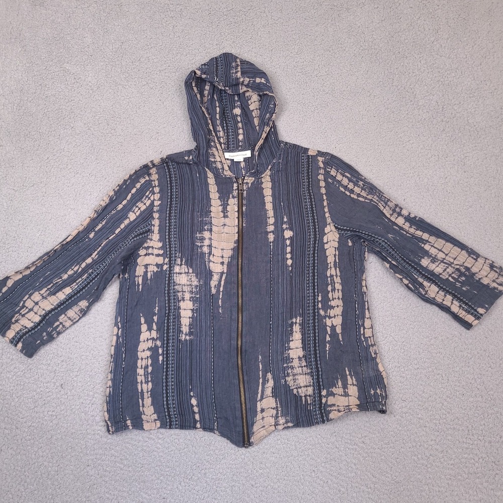 Coldwater Creek Hoodie Full Zip‎ Top Thin Semi-Sheer Womens Small Blue Full Zip